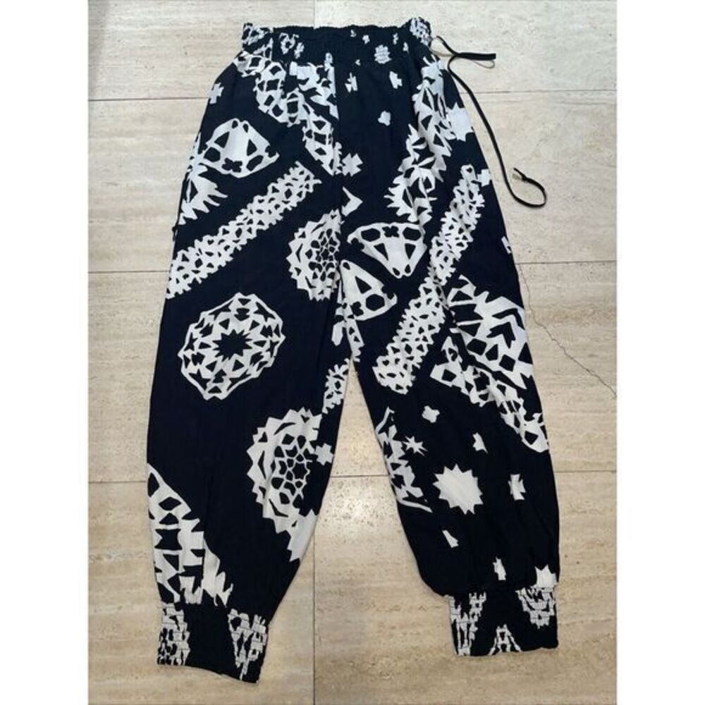 Anthropologie Aniya Balloon‎ Joggers Black Motif Printed Pants Small